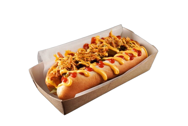 Хот-дог Датский с соусом BBQ и куриной сосиской