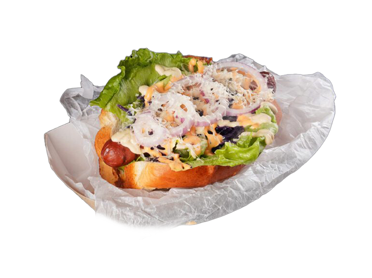 Хот-дог Бриошь с говяжьей сосиской и соусом 